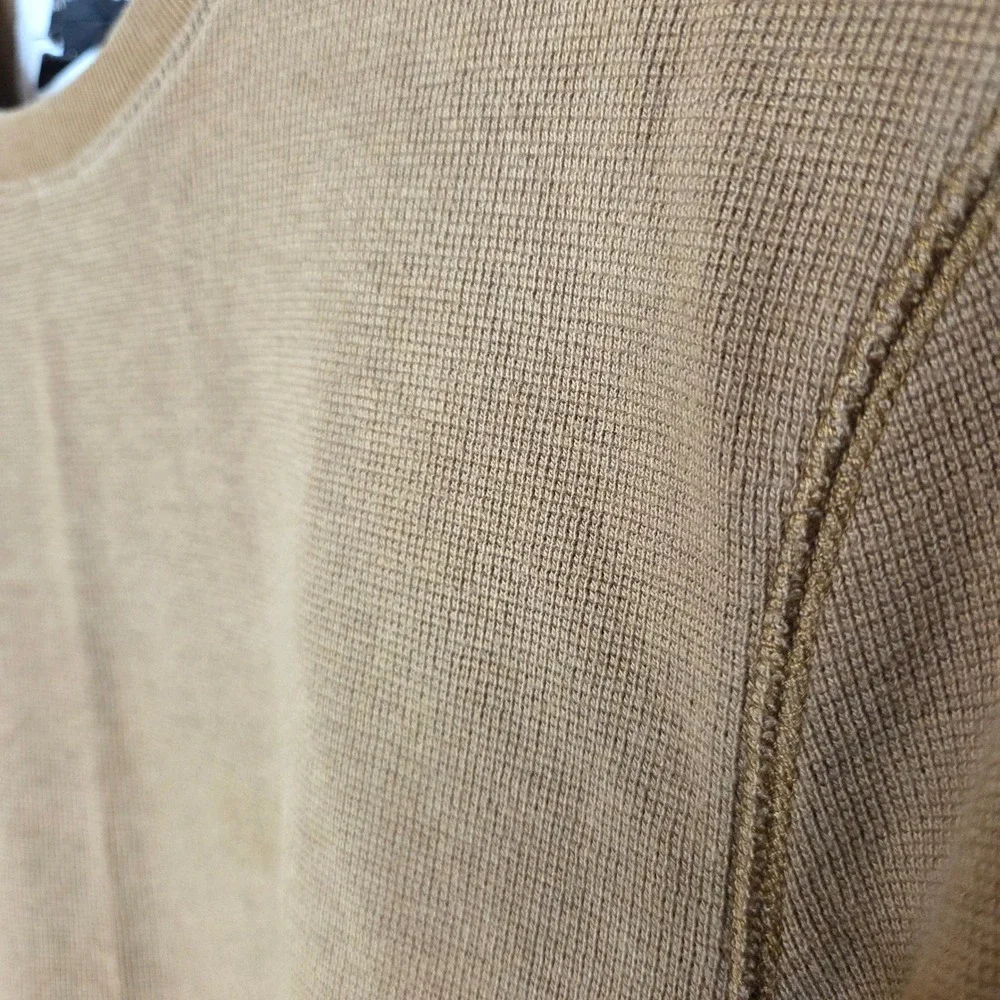 Banana Republic Mens M Brown Waffle Knit Thermal Long Sleeve‎ Crewneck Shirt
